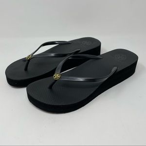 Tory Burch Black Platform Flip Flop Sandals